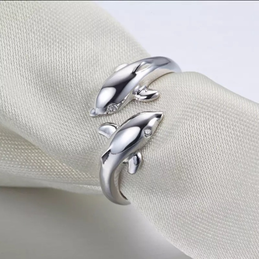 “Go With the Flow”Silver Dolphin Ocean/Surfer Ring - Picture 3 of 9